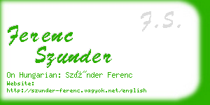 ferenc szunder business card